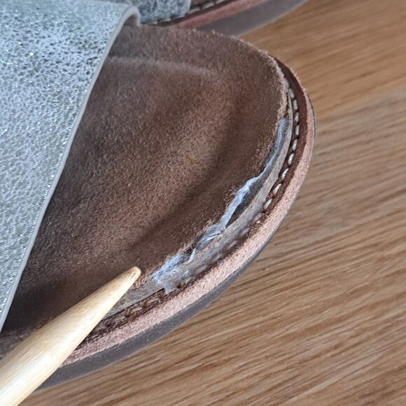 Sofft Bali Women 8 Silver Leather Slingback Open Toe Low Heel Sandals - Picture 2 of 12